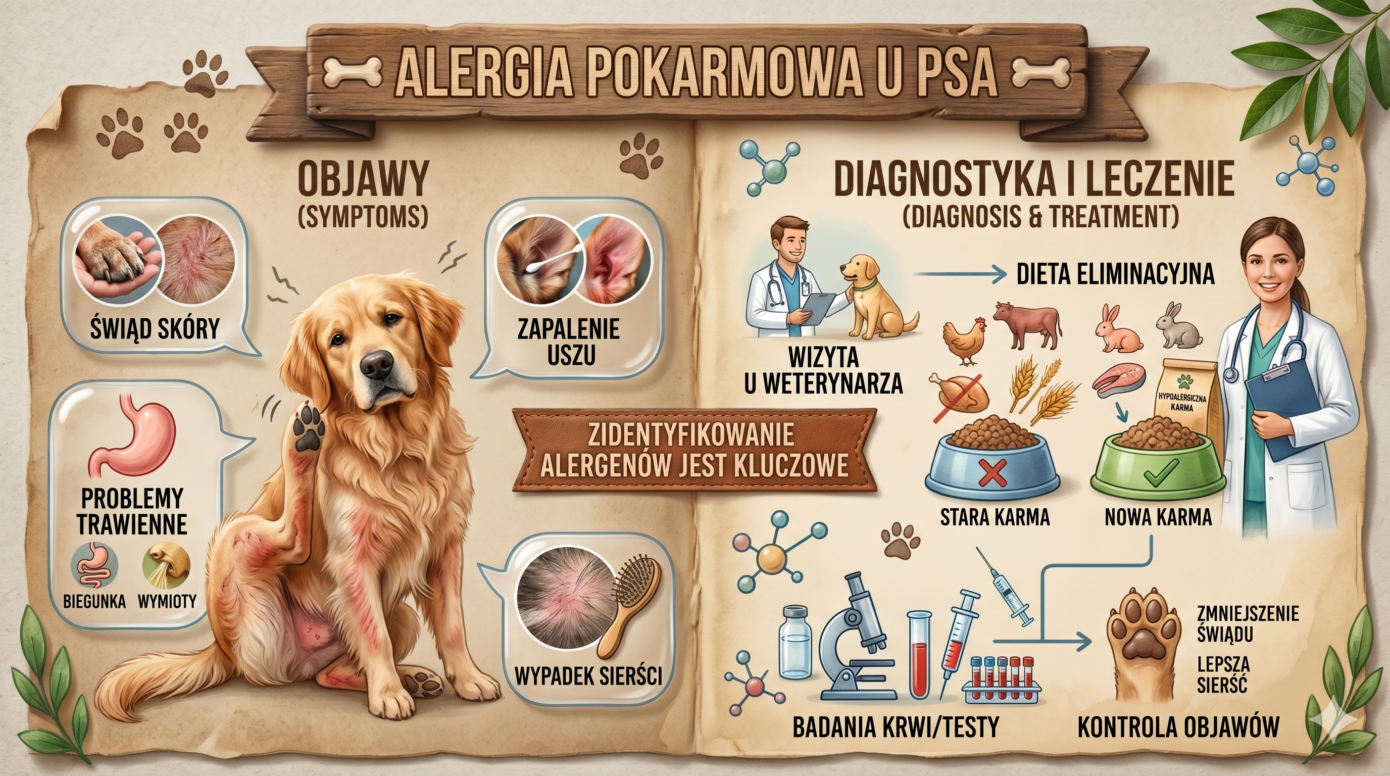 Alergia pokarmowa u psa - objawy, diagnoza i dieta eliminacyjna krok po kroku