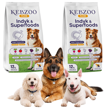 Zestaw: Karma sucha KEBZOO Flow Indyk&Superfoods 2x12 kg