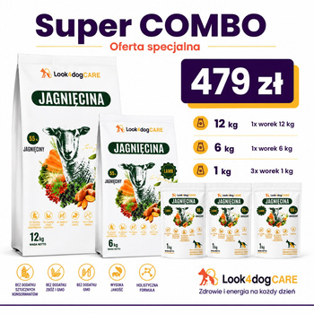 Sucha karma Look4dog CARE Jagnięcina Super COMBO 21 kg