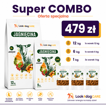 Sucha karma Look4dog CARE Jagnięcina Super COMBO 21 kg
